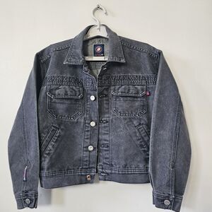 Flamehead USA Denim‎ Jacket Women's Medium 90's Black Wash Vintage